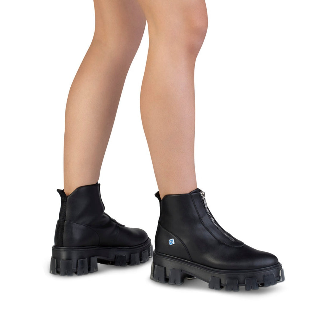 Botins de senhora com fecho frontal pretos vegan